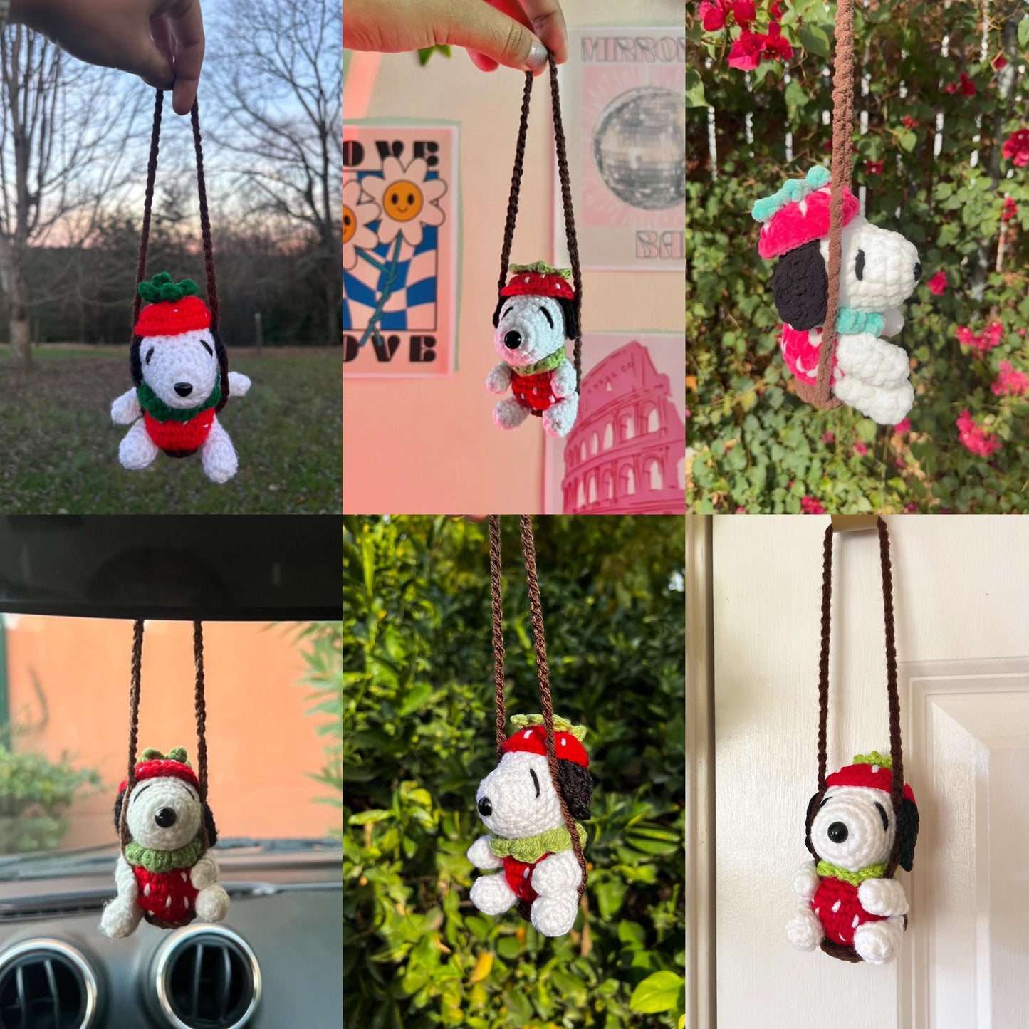 Strawberry Snoopy Car Hanger (PATTERN)