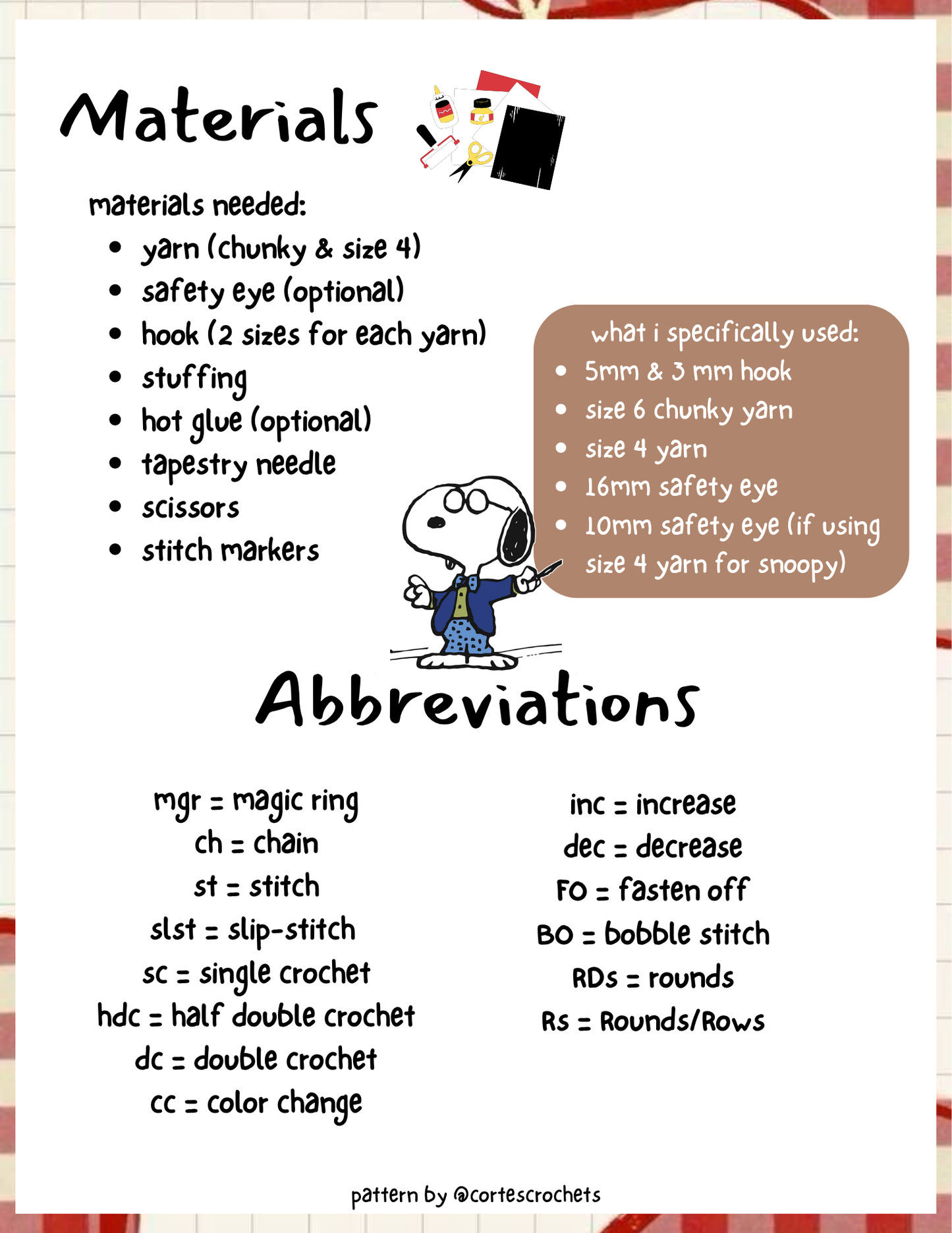 Chef Snoopy PATTERN