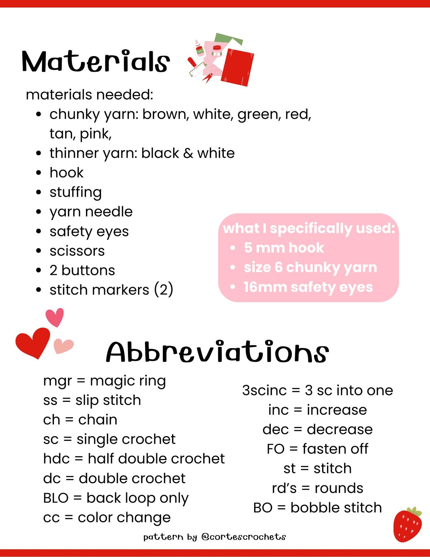 Jumbo Strawberry Girl PATTERN