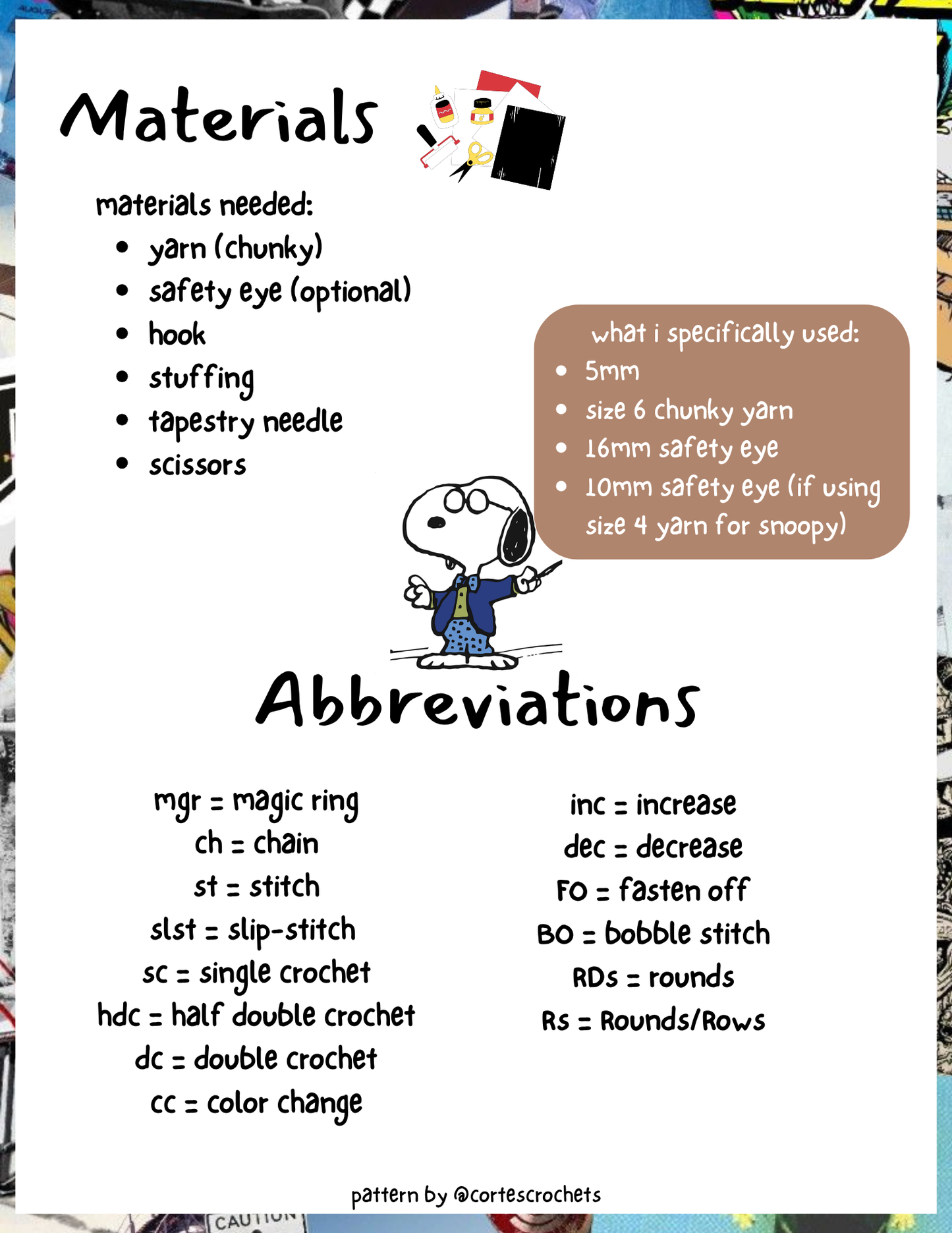 Skater Snoopy PATTERN