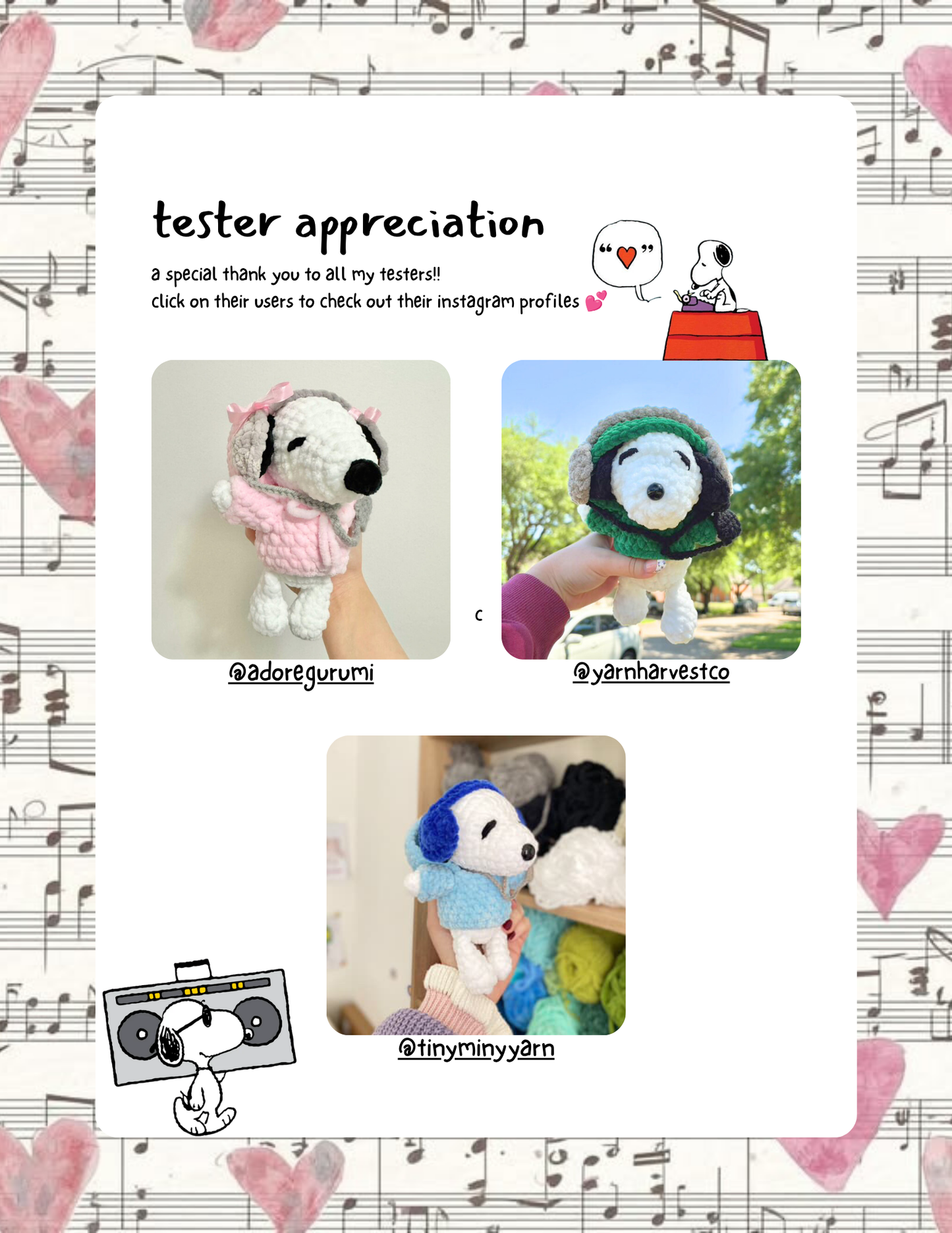 Music Geek Snoopy PATTERN