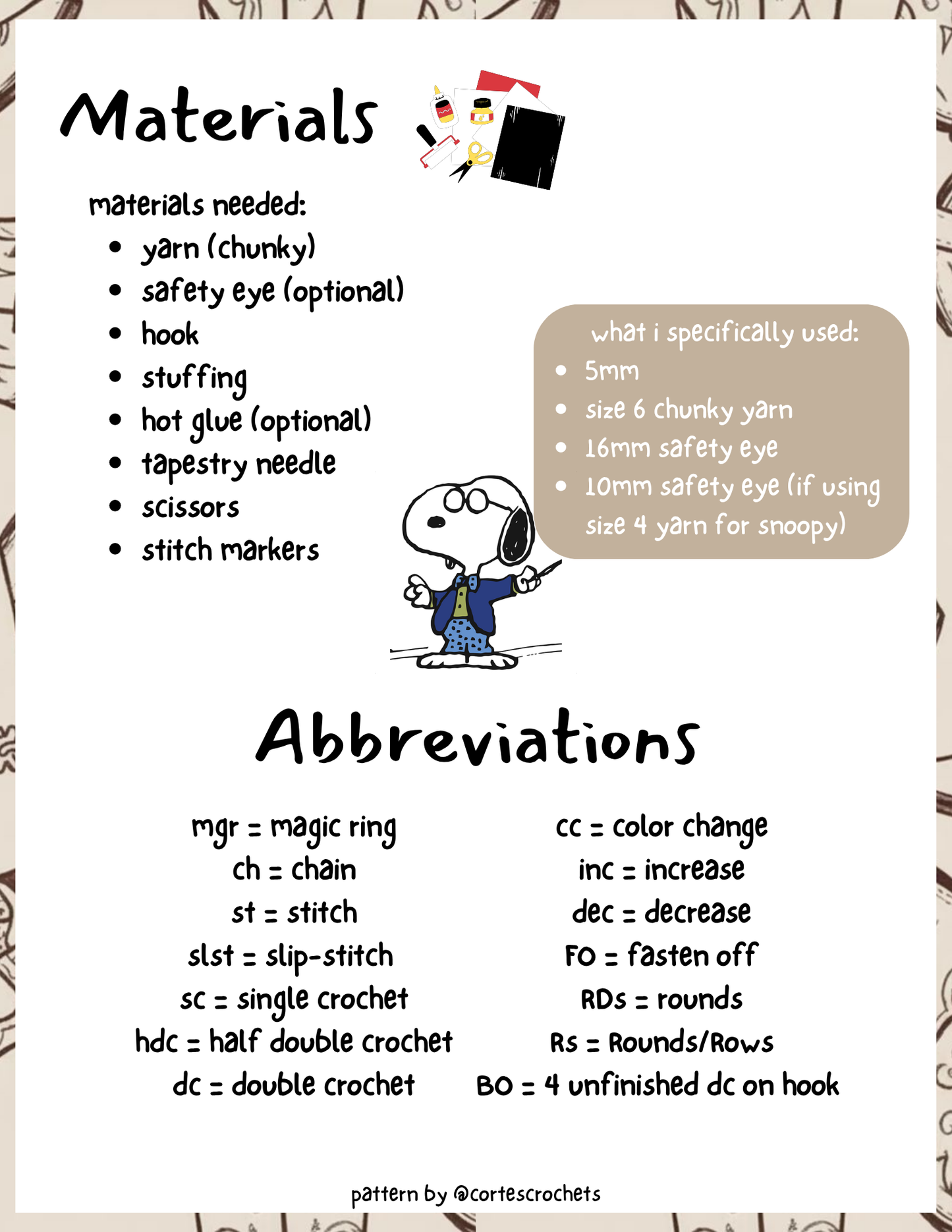 Cowboy Snoopy PATTERN