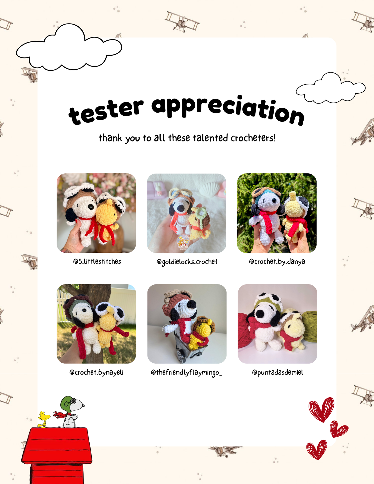 Aviator Snoopy + Woodstock PATTERN
